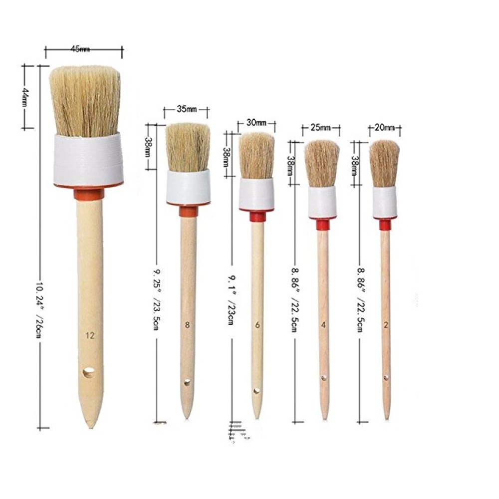 Round Head Clean Bristles Wood Brush Rust Resistant Car Tire Cleaning Red and white_2# - Image 2