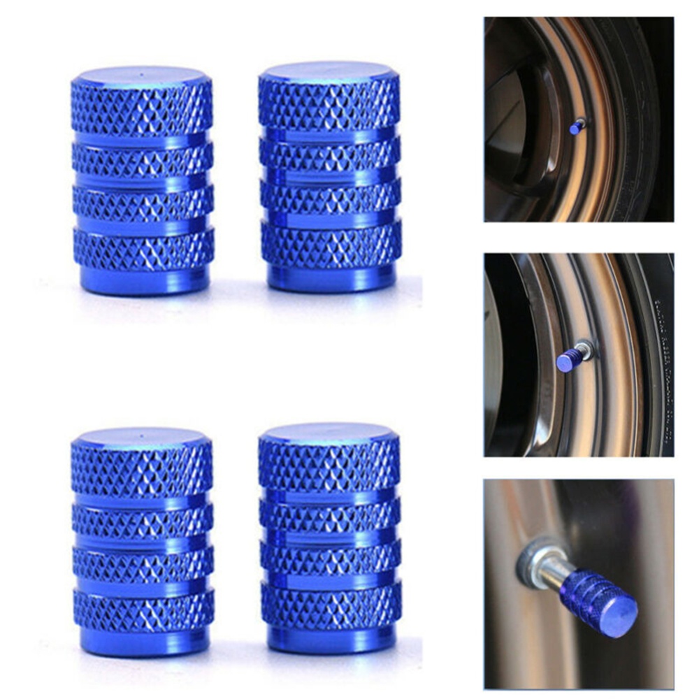 4pcs/set Car Tire Colorful Aluminum Alloy Valve Cap Wheel Cover Dust Silver - Image 2