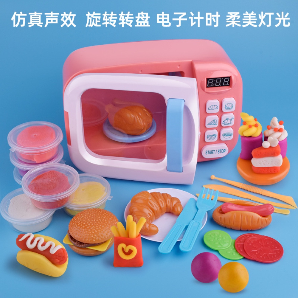 Kids Mini Kitchen Play House Toy Imitation Electric Appliance for Boys Girls Microwave Oven blue - Image 3