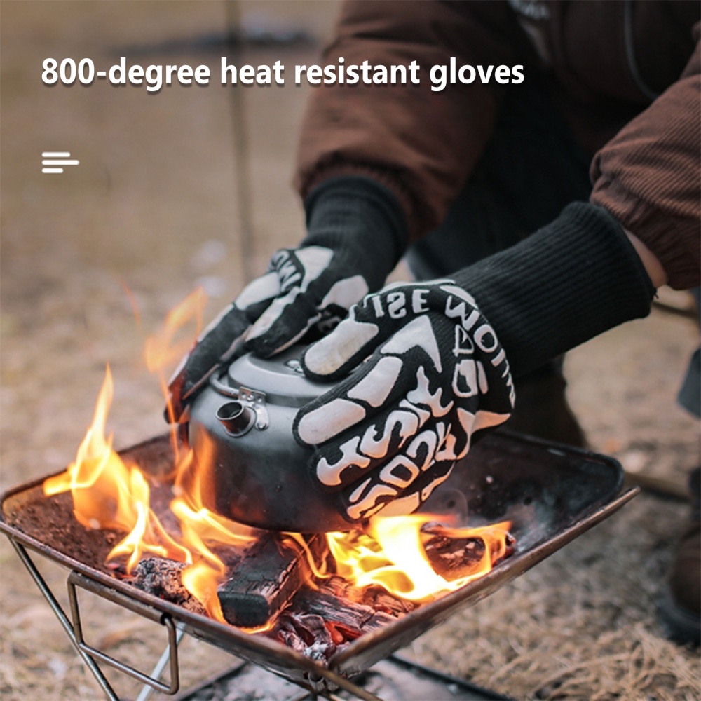 1 Pair Outdoor Finger Gloves 800-degree High Temperature Resistant Thickened Anti-scald Flame Retardant pair - Image 2