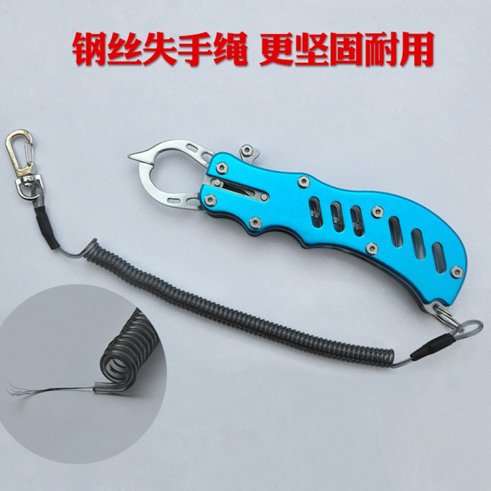 12CM Metal Fish Lip Grip Fishing Gripper Steel Spinning Plier Clip Catcher Holder 304 stainless steel fish control_Red + wire missed rope bl - Image 2