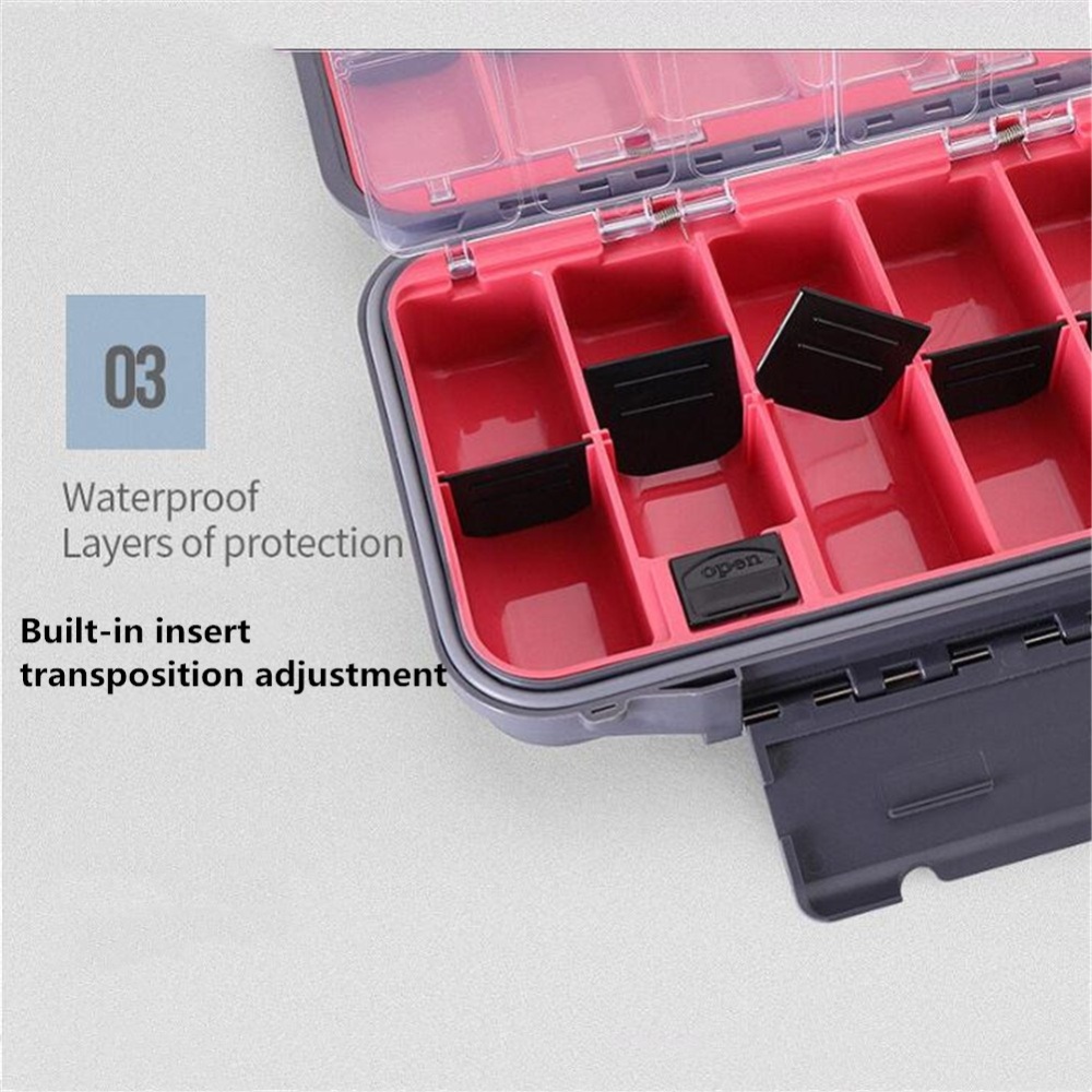 Portable Multi-functional Waterproof Fishing Accessories Box Storage Fish gray_Large size (24 grid) - Image 2