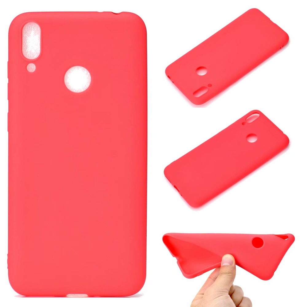 For HUAWEI Honor 8C Lovely Candy Color Matte TPU Anti-scratch Non-slip Protective Cover Back Case dark pink - Image 3