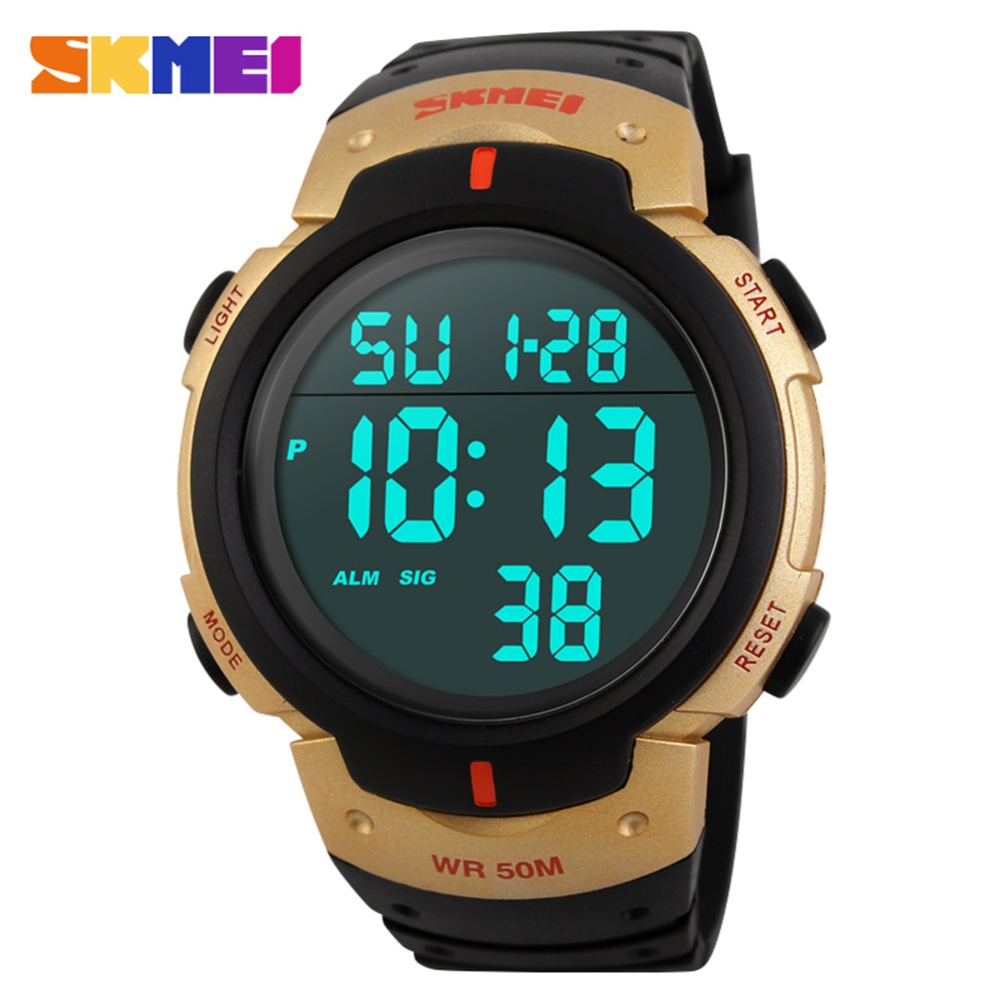 SKMEI Men Watch Luminous Waterproof Fashion Outdoor Sports Multifunctional Electronic Gold - Image 3