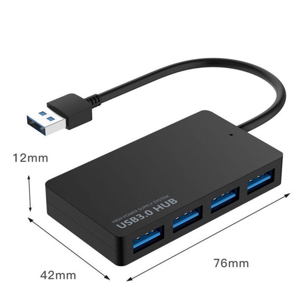 4-Port USB 3.0 HUB Splitter Expansion PC Laptop Cable Adapter black - Image 3