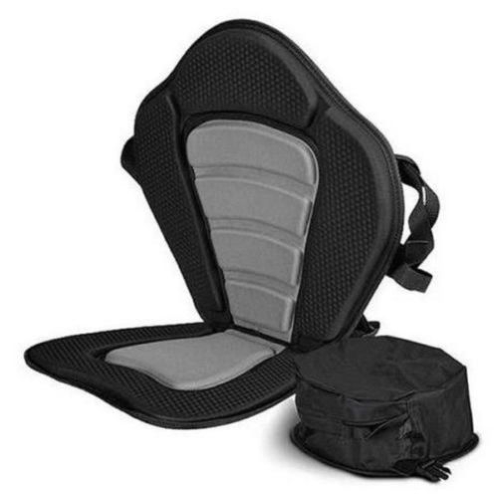 Adjustable Padded Kayak Seat with Storage Bag Canoe Backrest Drifting Cushion black - Image 3