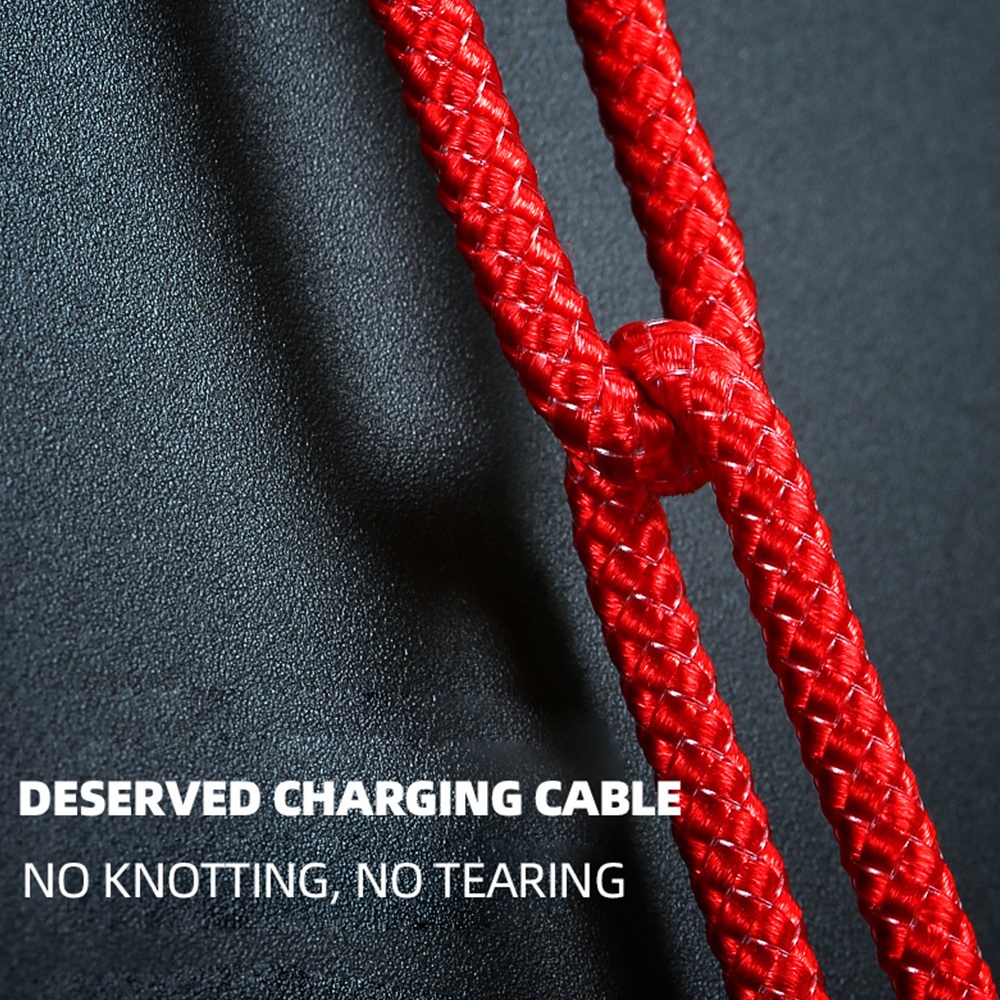 SIMU 1M Three-In-One Braided Mobile Phone Charging Cable For Apple Android Type-C red - Image 3