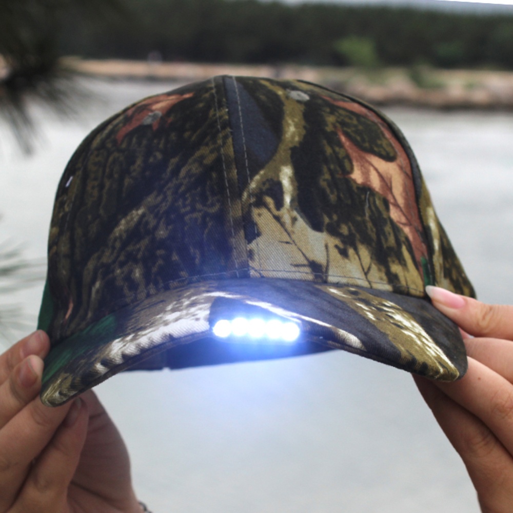 Adjustable Climbing 5 LED lamp Cap Battery Powered Hat With Light Flashlight For Fishing Jogging Baseball camouflage_Hat 5LED - Image 3