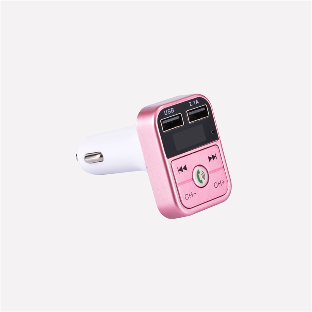 Bluetooth-compatible 5.0 Fm Car Transmitter Wireless Audio Receiver Hands-free Calling 2.1a Mp3 Player Dual Usb Fast Charger pink - Image 3