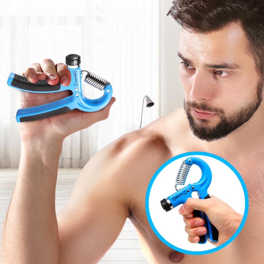 Adjustable Hand Grip Indoor Leisure Sports R-shape Strength Exercise with Counter Fitness Tool blue - Image 3