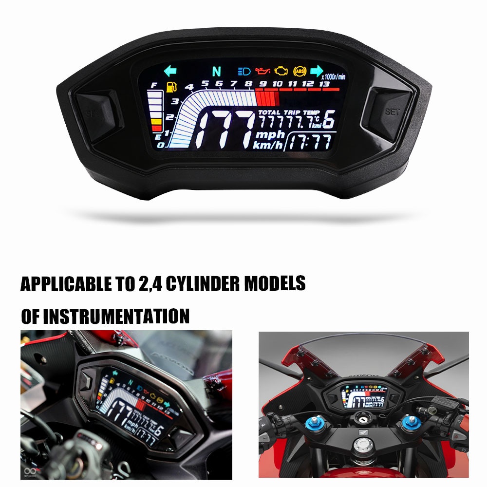 Motorcycle Lcd Colors Display Odometer Water Temperature Speedometer Universal Accessories black - Image 3