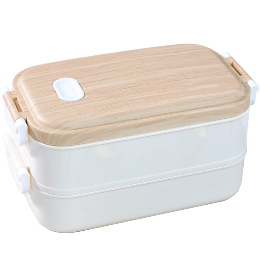 Portable 2 Tiers Bento Box With Handle Large Capacity Student Lunch For Work School Picnic Travel XC-006 white - Image 2