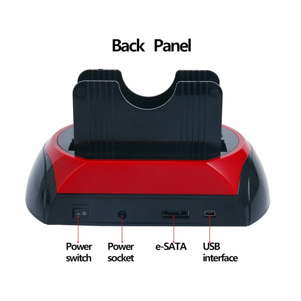 875-J HDD Base with Multi Card Reader Slot for 2.5/3.5 inch SATA/IDE Hard Drive Docking Station Black+Red - Image 2