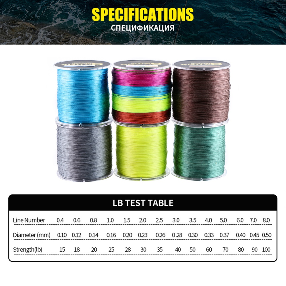 ANGRYFISH Diominate Multicolor X9 PE Line 9 Strands Weaves Braided 500m/547yds Super Strong Fishing 15LB-100LB 5.0#: 0.37mm/70LB - Image 2