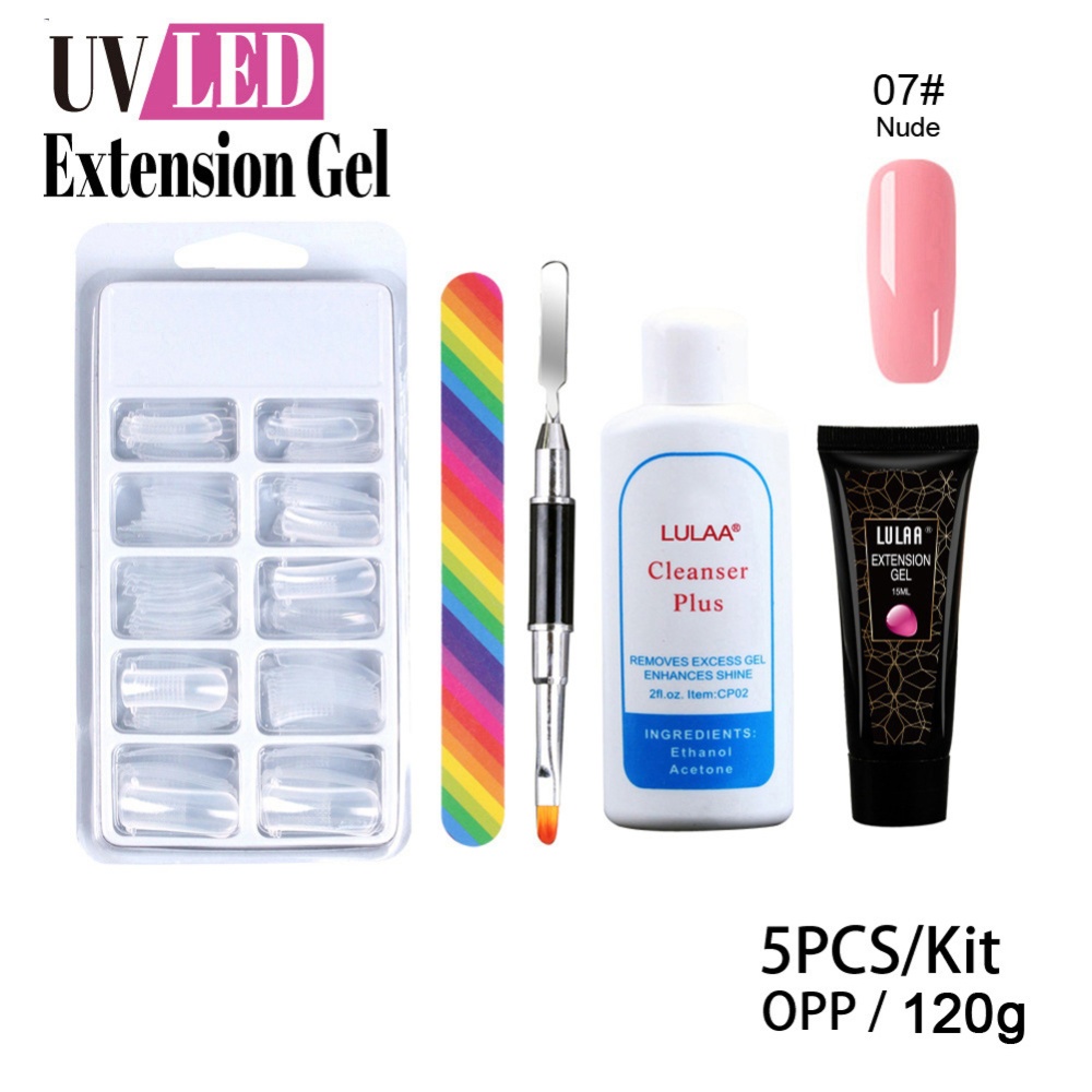 Poly Uv Gel Nail Builder Extension Kit LED Lamp Polish Set Polygel 5 piece set - Image 3