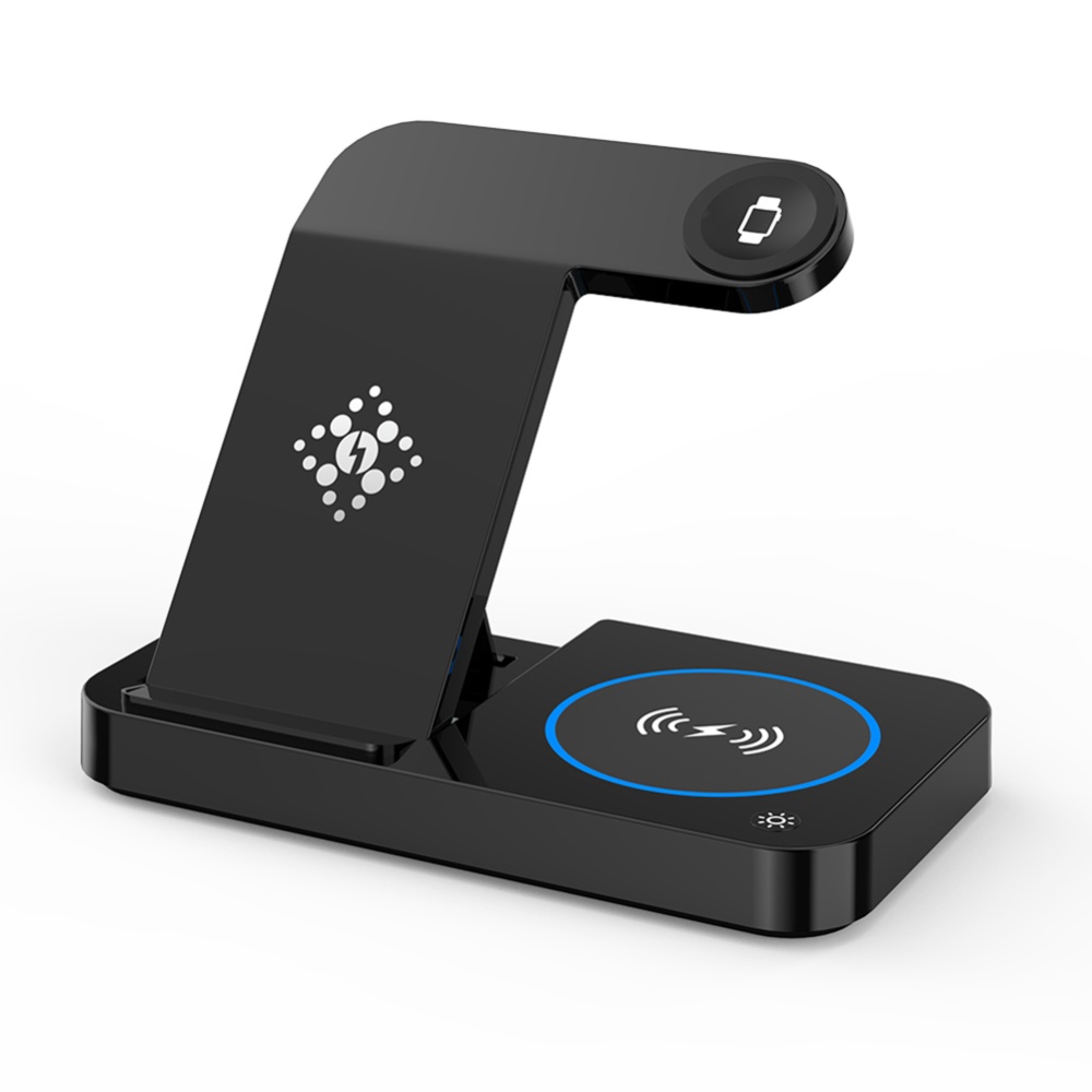 4-in-1 Wireless Charger Stand 15w Fast Charging Dock Station Compatible for IOS Black - Image 2