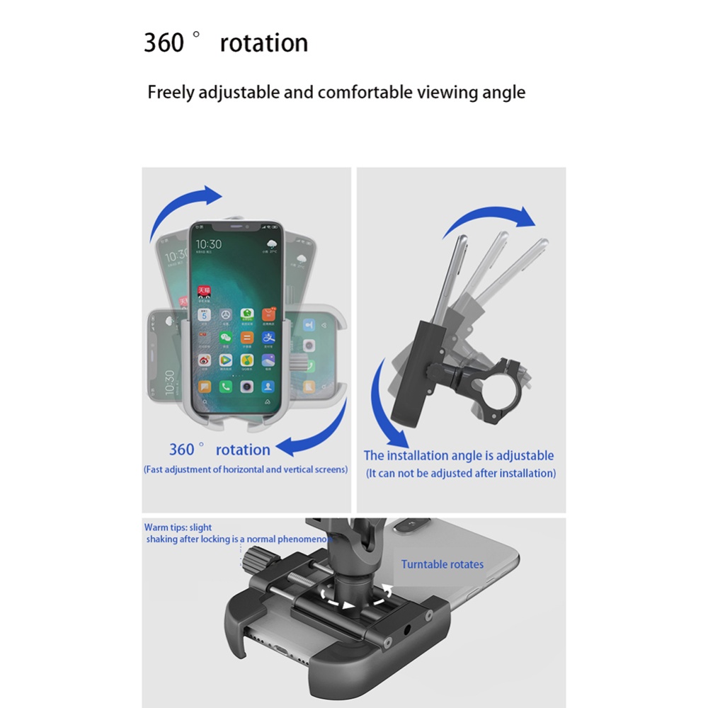 Aluminum Alloy Mobile Phone Holder Electric Motorcycle Bicycle Riding black_Handlebar diameter 22.2mm-31.8mm - Image 3