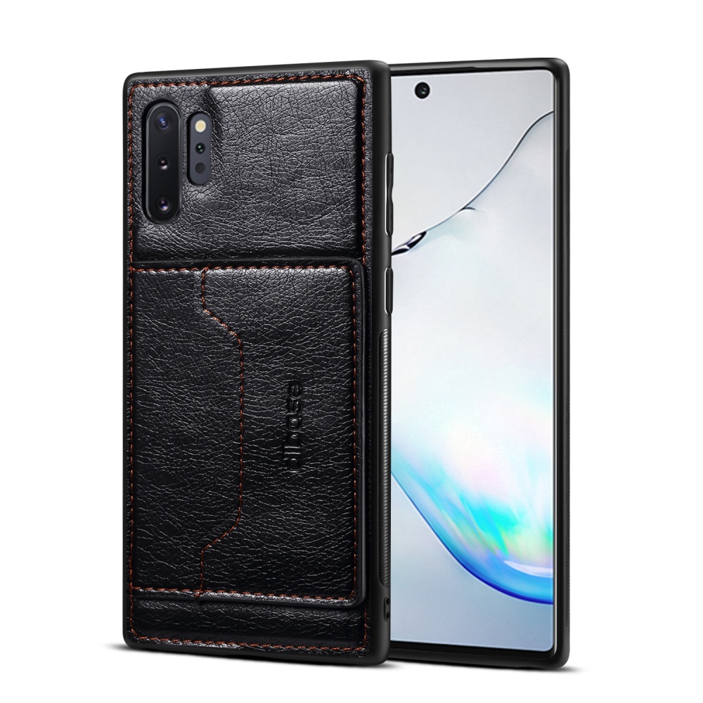 For Samsung Note 10/10 Pro Cellphone Cover 2-in-1 Stand Function Textured PU Leather Anti-scratch Overall Protection Case Card Holder black - Image 3