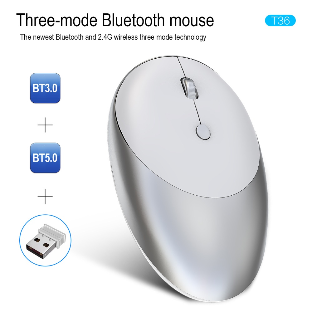 Wireless Bluetooth Mouse 3 Modes 5.0/3.0/2.4G Rechargeable Pink - Image 2