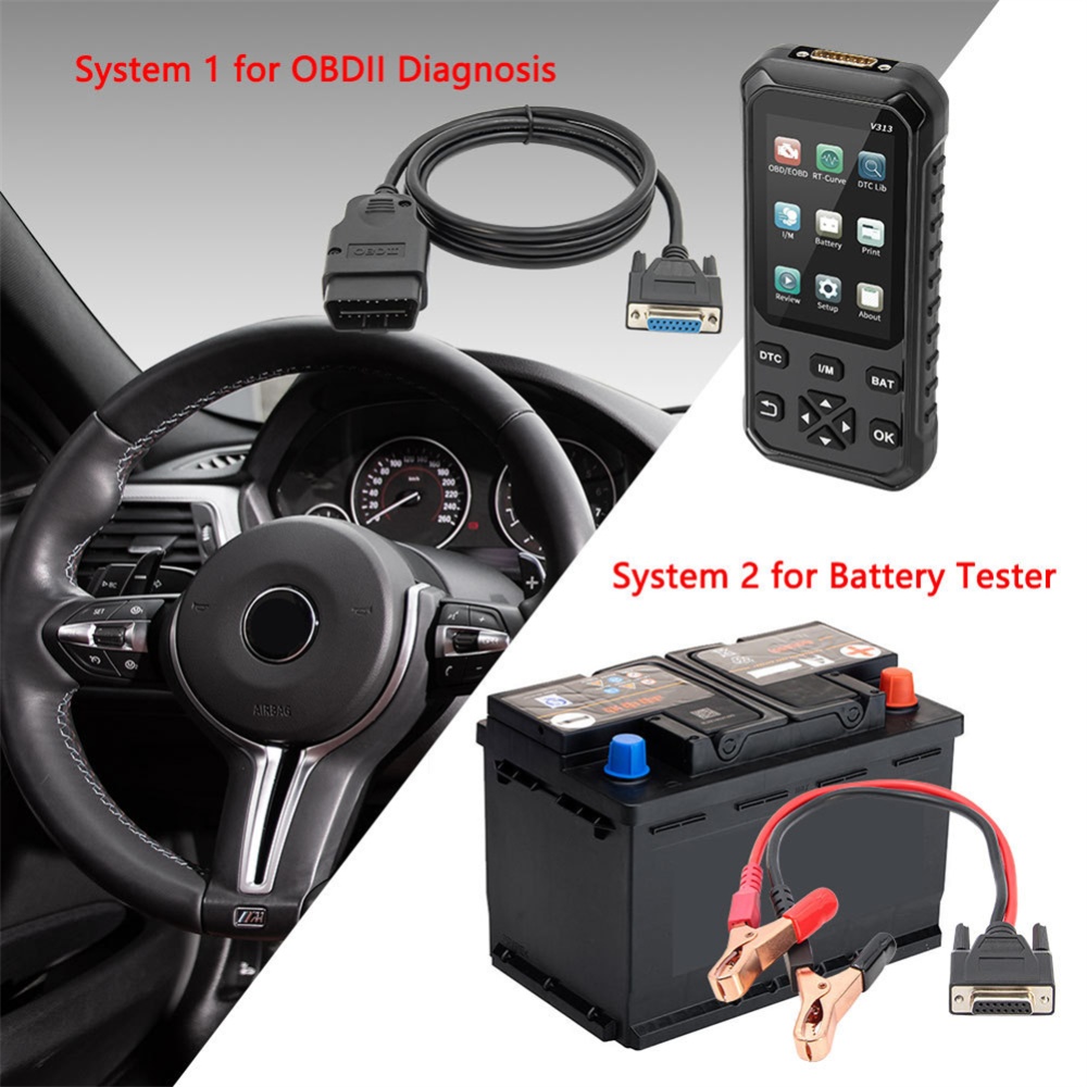 V313 2-in-1 12v Car Battery Tester Obd Diagnostic Tool Analyzer Automobile Charging Starting Systems - Image 3