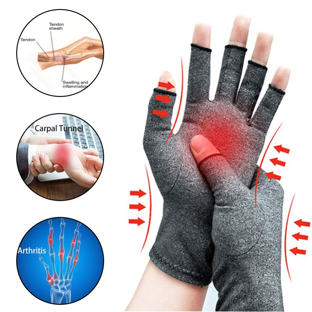 Men Women Indoor sports Fingerless Pressure Gloves Arthritis Rehabilitation Training Nursing gray_S - Image 3