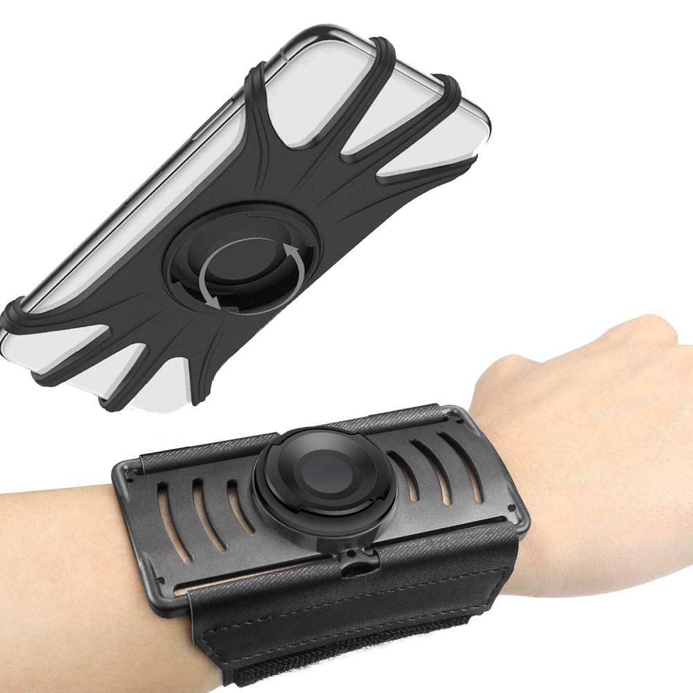 Rotatable Mobile Phone Holder for Running Mountaineering Wrist Bracket Black - Image 3