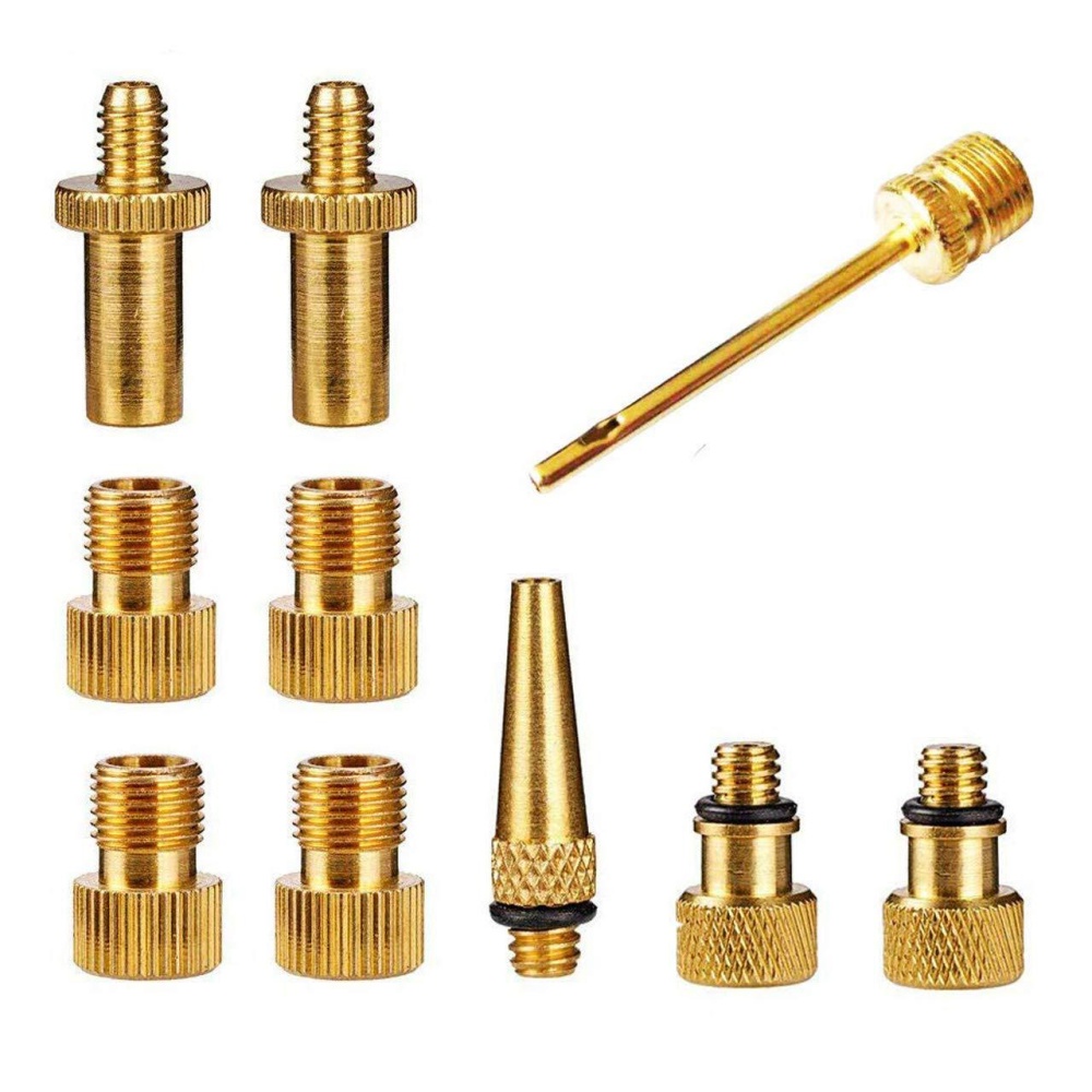 Tire Bicycle Compressor Adapter Set Durable Copper Air Pump Inflator Easy Install Needle Nozzle 10 piece set_One size - Image 3