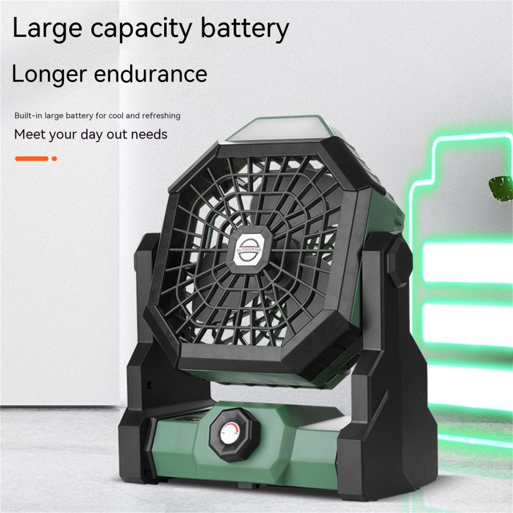 Portable Air Cooling Fan 270 Degree Adjustable Rechargeable Electric Household Electrical Appliances Black Green - Image 2