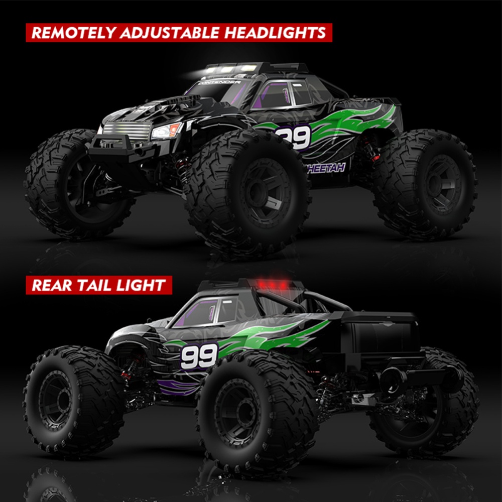 G106 1:10 RC Car 2.4ghz Scale 4wd 46km/h+ High Speed Big Wheel Truck Off Road Ipx8 Waterproof Green - Image 2