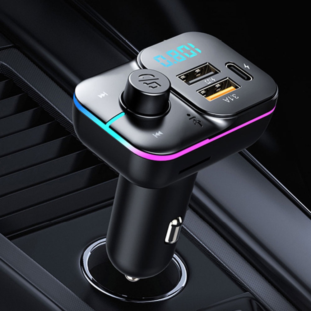 C24 Car FM Transmitter Bluetooth Wireless Handsfree Audio Dual Usb Charger Black - Image 2