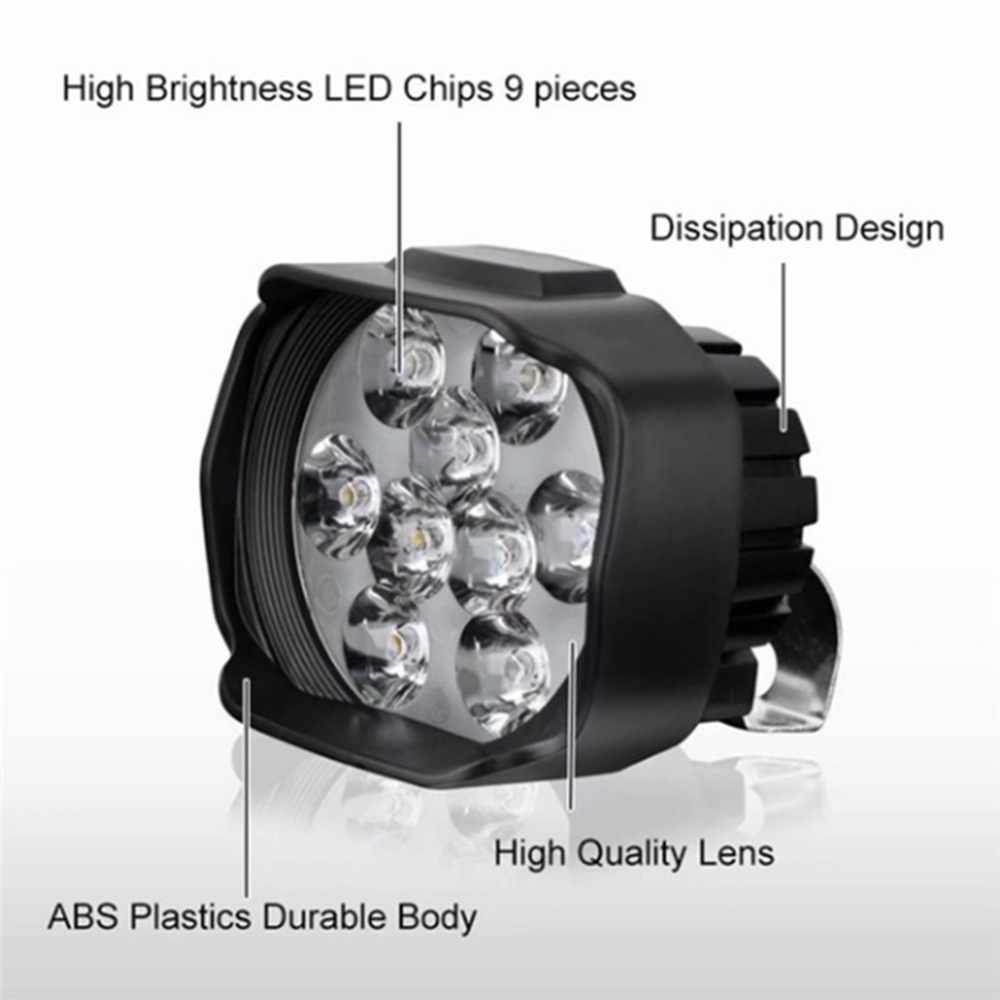 Motorcycles Headlight 6500k 1500lm 12v 15w Super Bright 9 Led Spotlight White light - Image 3