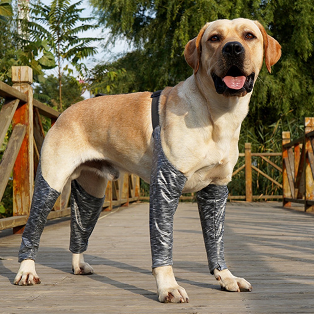 Pet Dog Outdoor Knee Pads Breathable Anti-lick Sleeves Pad Recovery Bandage Accessories For Pain Relief grey L Bust 45-61cm Leg Length 28cm - Image 2