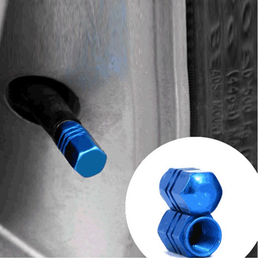 4Pcs Blue Aluminum Alloy Car Tire Wheel Cap Valve Cover Fine Seal Dust-proof Air Caps - Image 3