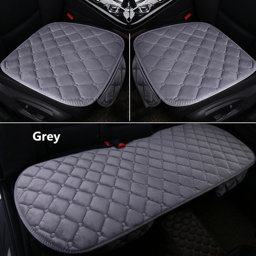 Universal Car Seat Cushion Velvet Silk Cover Set Gray - Image 2