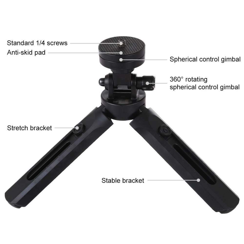 Mini Phone Tripod Portable Foldable Plastic Stand Universal Smartphone Clamp Cellphone Bracket for Xiaomi Huawei black - Image 3