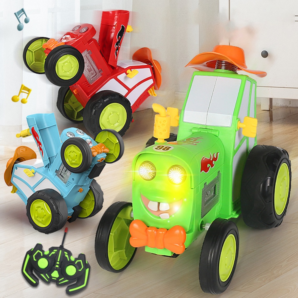 Remote Control Stunt Car with Music Lights Rechargeable Swing Dancing Train Toys Red - Image 3