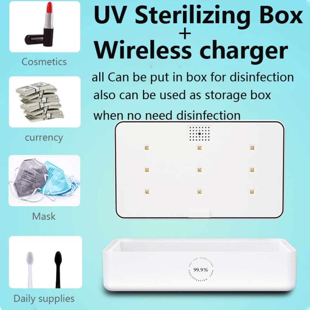 Plastic Multifunctional Wireless Charger Mobile Phone UV Sterilization Disinfection Set white - Image 3