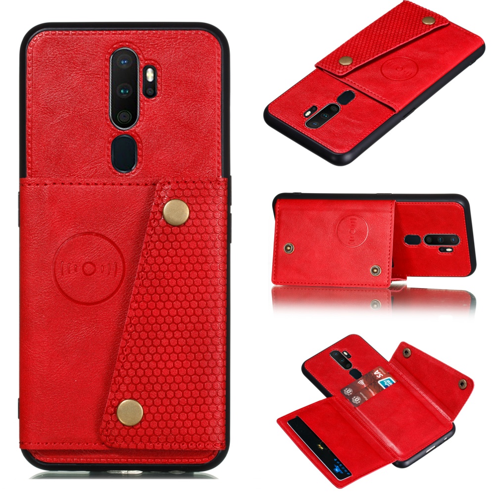 For OPPO A9 2020/Realme XT/Reno 2 Mobile Phone Shell Classic Textured Pattern Buckle Closure Design Anti-fall Smartphone Case black - Image 3