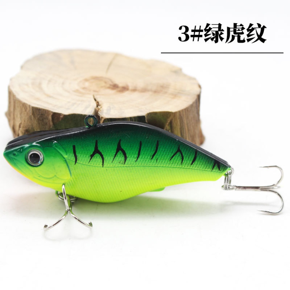 Fishing Lure 7cm 13g VIB Swing Sinking Bass Bait Black Nickel Hooks Full Swimming Layer Artificial 3#Green tiger pattern_Submerged water wav - Image 2