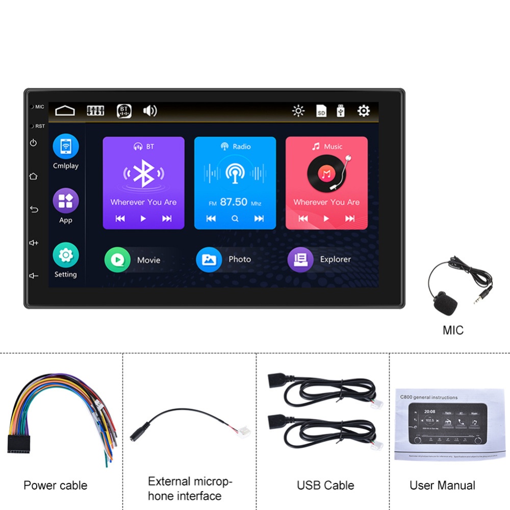 7-inch Car Radio Wired Carplay MP5 Player Universal GPS Bluetooth Touch-control Button - Image 3