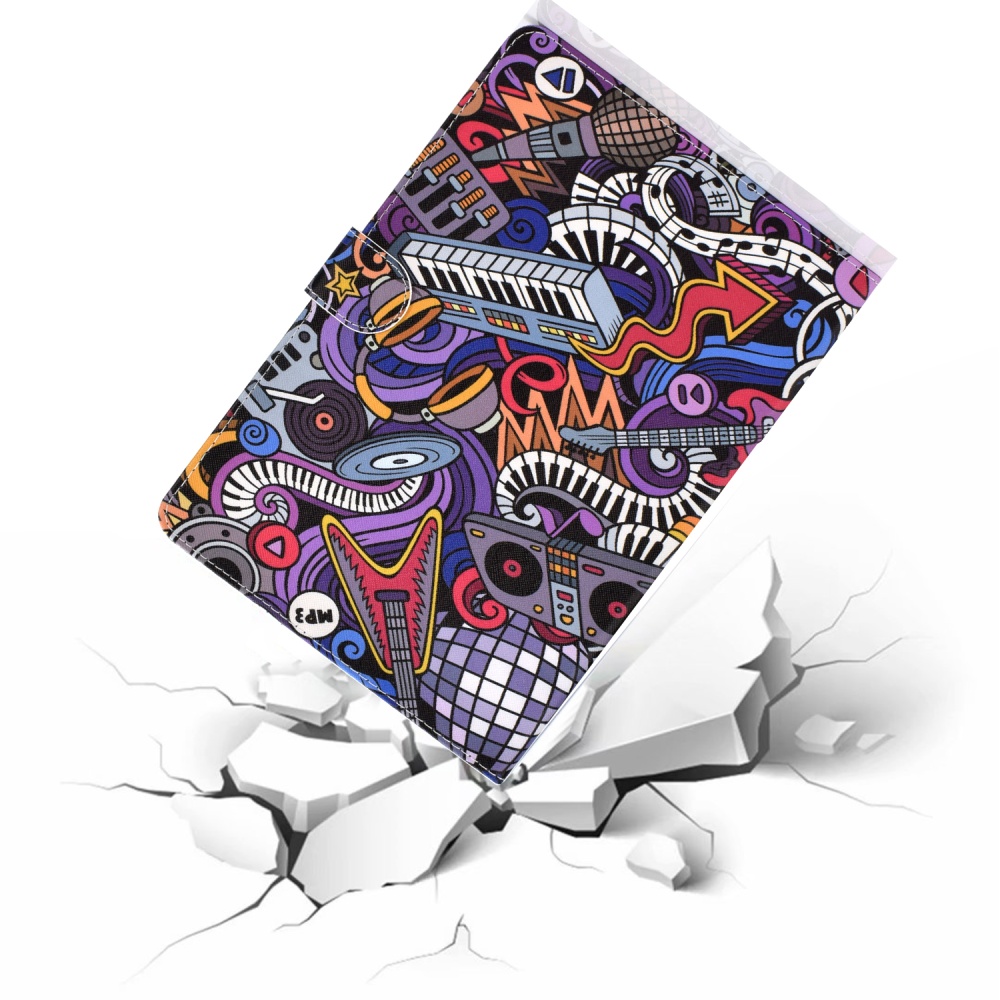 For Samsung T590 Laptop Protective Case Color Painted Smart Stay PU Cover with Front Snap Graffiti - Image 3