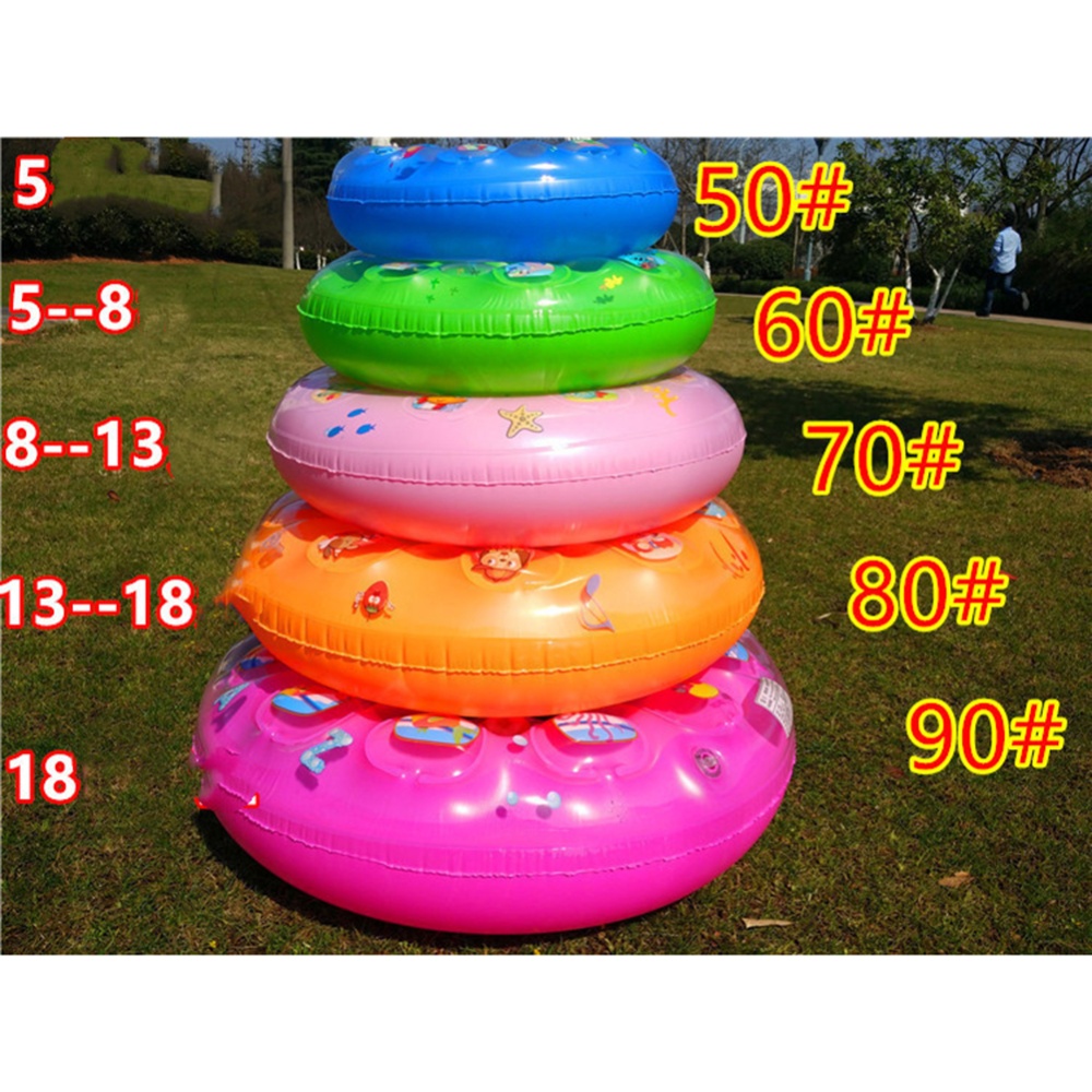 50-90cm Swimming Ring Thickened Double Layer Inflatable Fluorescent Pool Float Summer Random Color - Image 3