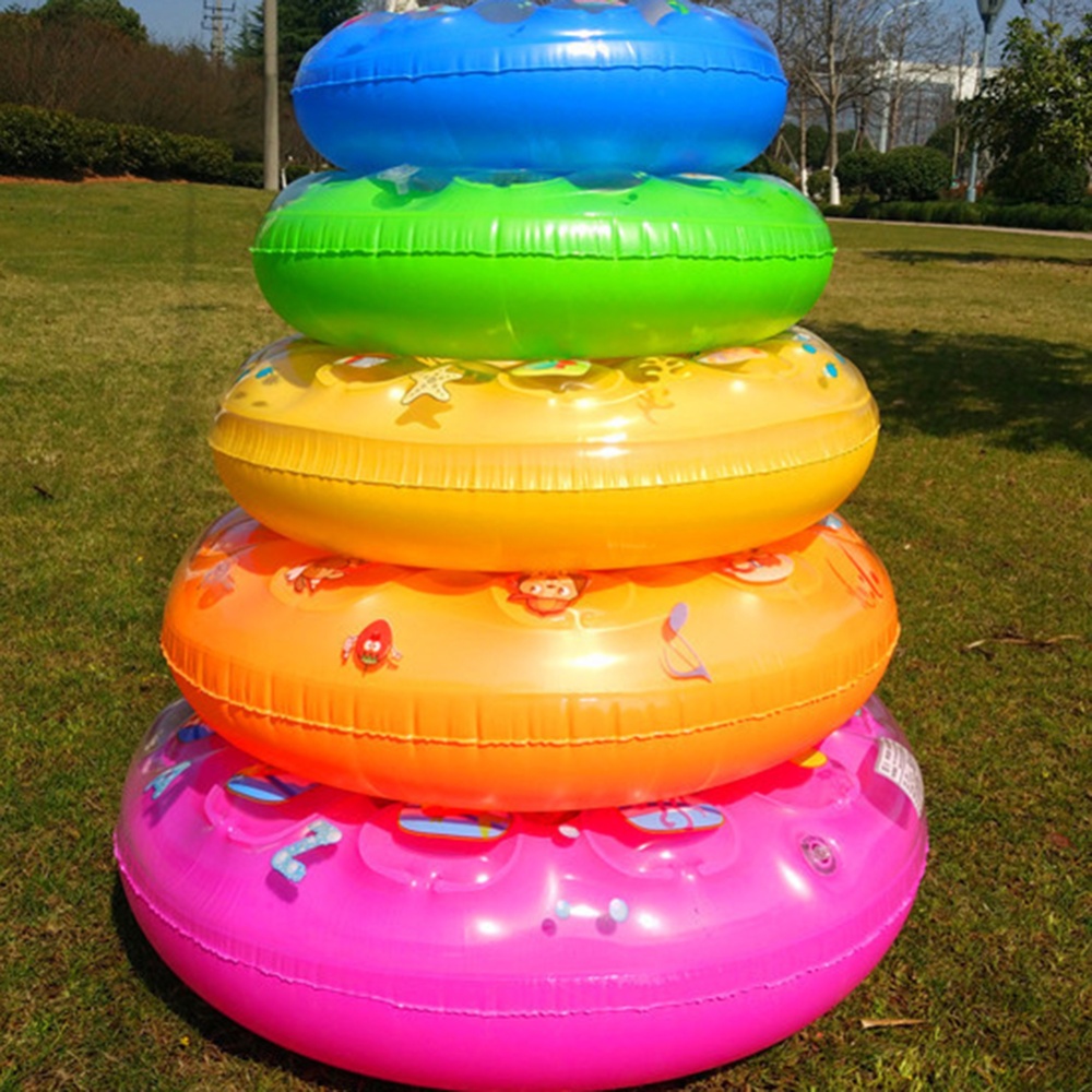 50-90cm Swimming Ring Thickened Double Layer Inflatable Fluorescent Pool Float Summer Random Color - Image 2