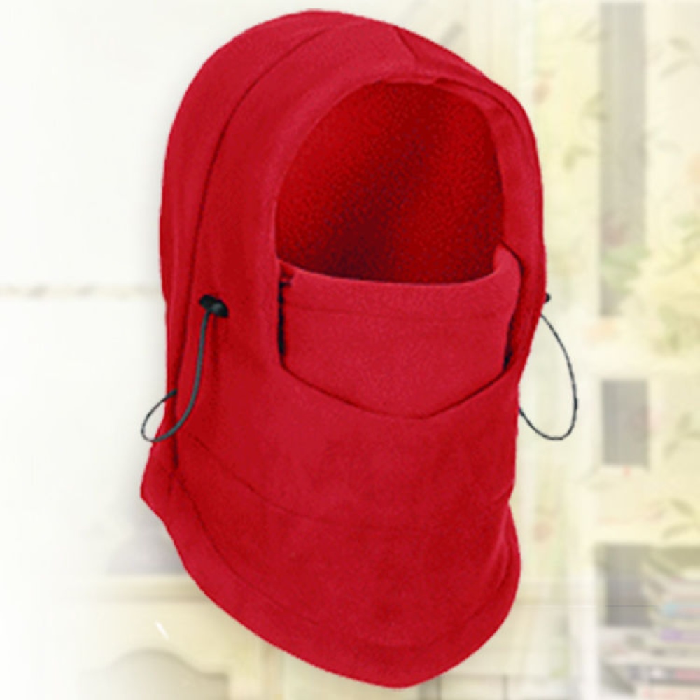 Thermal Fleece Balaclava Hat Hooded Neck Warmer Cycling Face Mask Outdoor Winter Sport Masked Cap red_Free size - Image 3