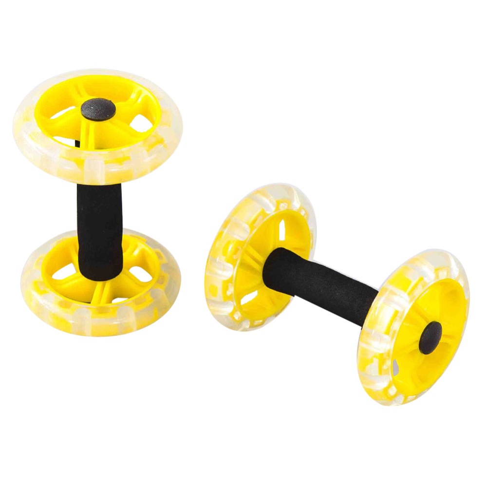 AB Wheel Rollers Four-wheeled Core Abdominal Wheels Workout for Ab Training Gym Home yellow - Image 2