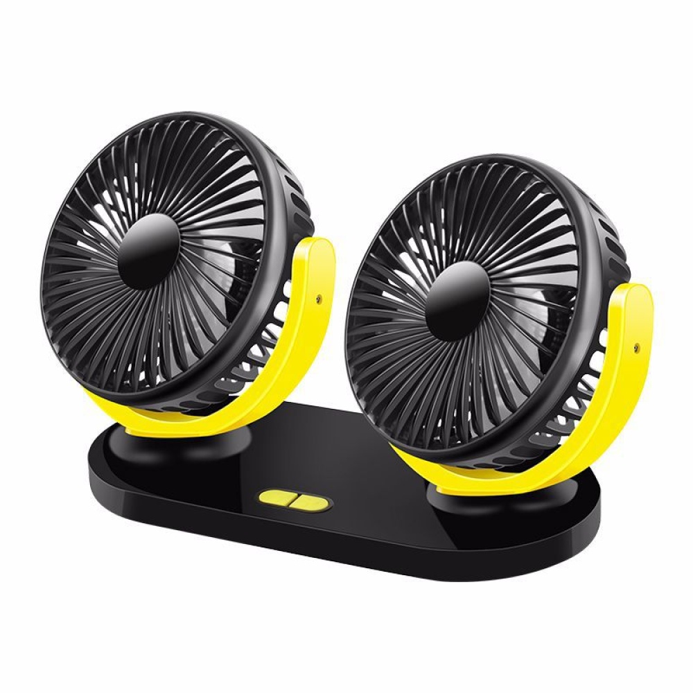 12V / 24V USB Car Cooling Fan Low Noise Summer Air Conditioning 360 Degrees Rotation Adjustable Black yellow - Image 2