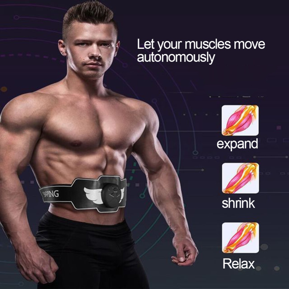 Abdominal Slimming Adjustable PU Belt Electronic ABS Muscle Stimulator Toning Waist Trainer Loss Weight Fat Body Massage Black chargeable - Image 3