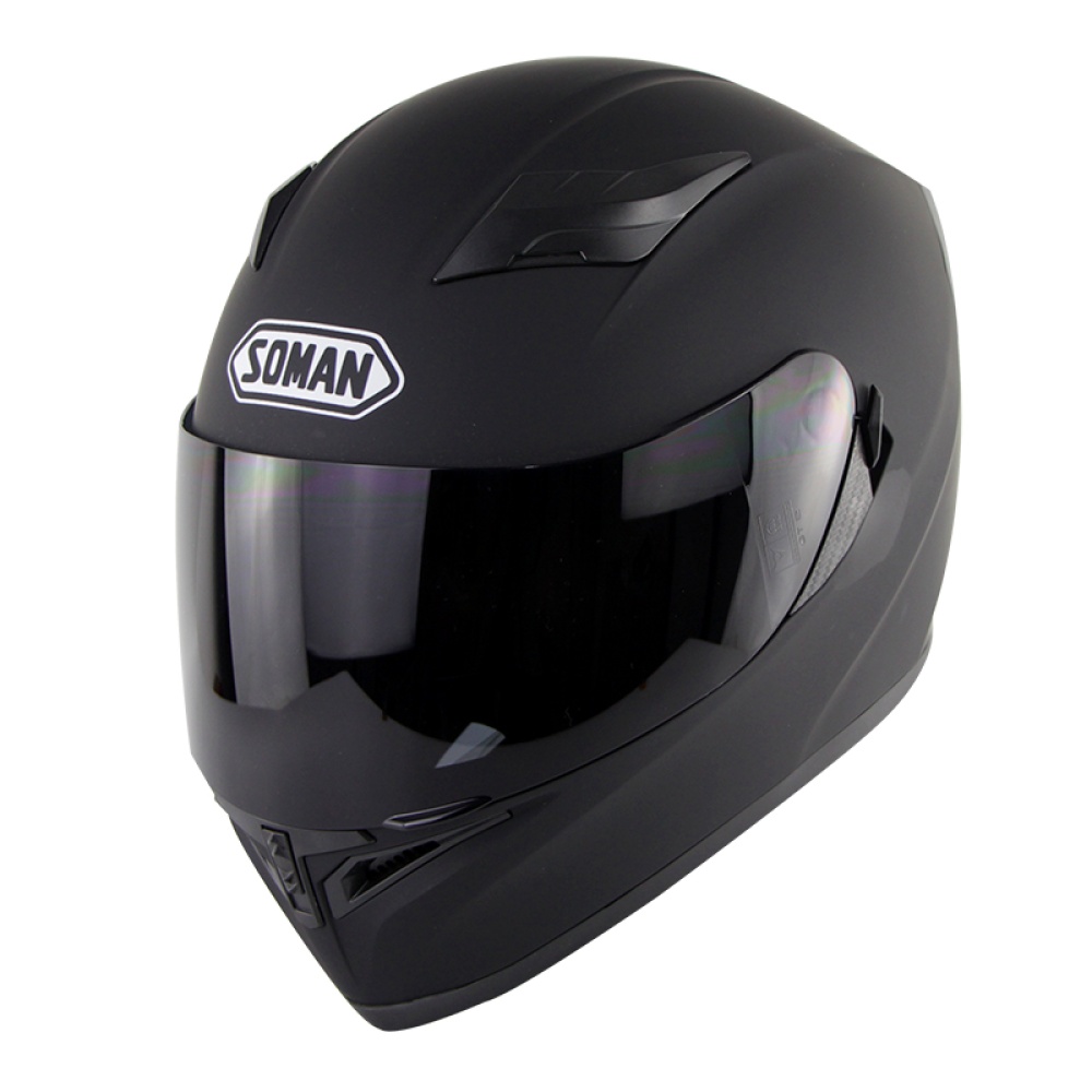 Motorcycle Helmet Men Women Full Face Moto Riding Motocross Motorbike Matte black with tea lens_XL - Image 3