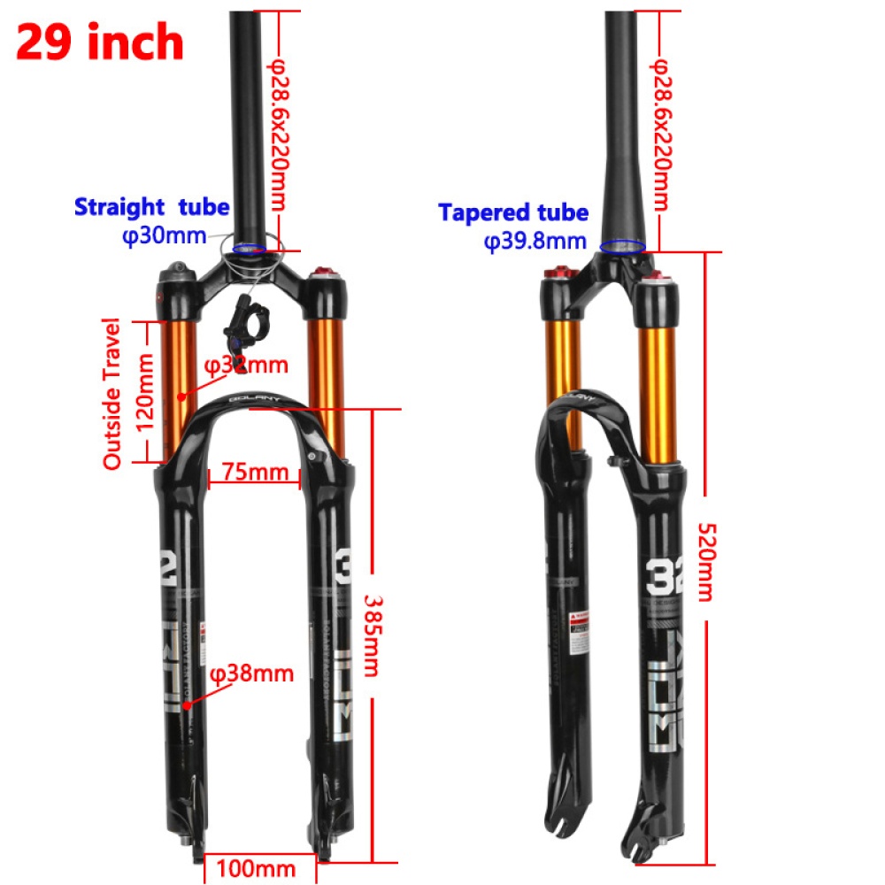 Mountain Bicycle Suspension Fork Magnesium Alloy 26/27.5/ 29 Inch Straight pipe shoulder control_26 inches - Image 3