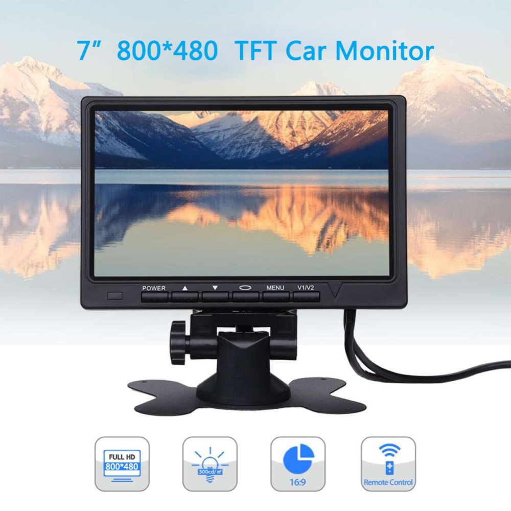 7 Inch Car Monitor 800*480 TFT Color LCD Screen Parking System For Reverse black - Image 2